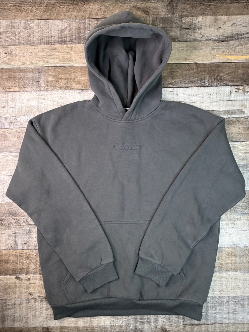 Comfrt Embroidered Gray Size XL Hoodie Sweatshirt